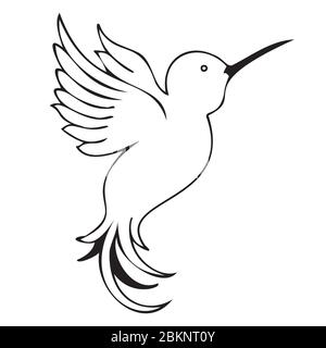 hummingbird Silhouette Vektor-Illustration, Cartoon-Zeichnung von Kolibri Vogel, einfache Umriss-Illustration Stock Vektor
