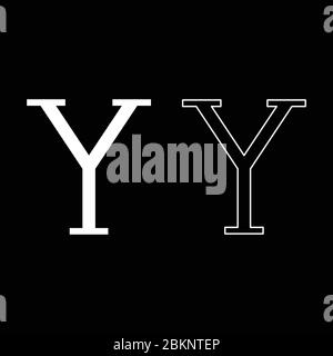 Upsilon griechisch Symbol Großbuchstaben Schrift Symbol Umriss Set weiß Farbe Vektor Illustration flach Stil einfaches Bild Stock Vektor