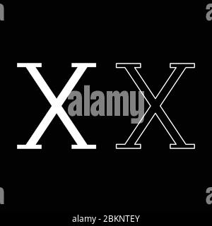 Chi griechisch Symbol Großbuchstaben Großbuchstaben Schrift Symbol Umriss Set weiß Farbe Vektor Illustration flach Stil einfaches Bild Stock Vektor