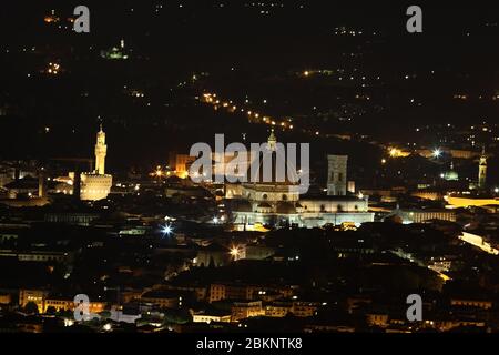 Florenz Panorama bei Nacht von Fiesole Stockfoto