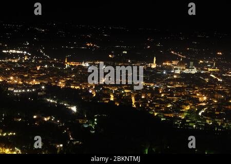 Florenz Panorama bei Nacht von Fiesole Stockfoto