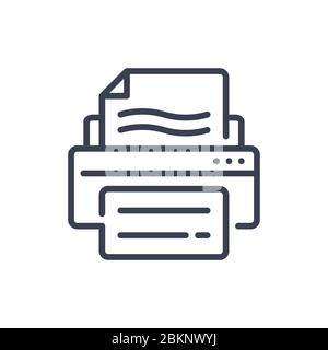 Vektorgrafik eines Druckermachine-Icon oder -Logos mit schwarzer Farbe und Liniendesign Stock Vektor
