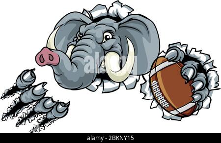 Elephant American Football Ball Sport Maskottchen Stock Vektor