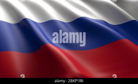 Wellenförmige Flagge Russlands. Geeignet für Hintergrundgrafikressourcen. 3D-Darstellung Stockfoto