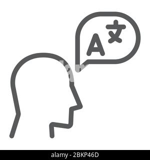 Sprache Lernlinie Symbol, Bildung und Schule, Übersetzung Zeichen Vektorgrafiken, ein lineares Symbol auf weißem Hintergrund, eps 10. Stock Vektor