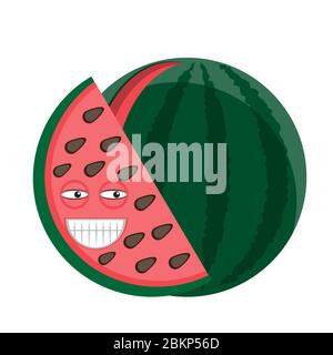 Cartoon Charakter Wassermelone auf einem weißen isolierten Hintergrund. Vektorbild Stock Vektor