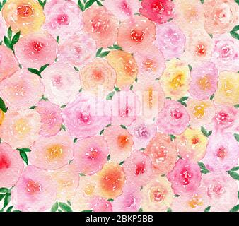 Rose Blumen Hintergrund, Aquarell florale Vorlage in Pastellfarben, elegante abstrakte Rosen Hintergrund, Valentinstag floralen Hintergrund Stockfoto