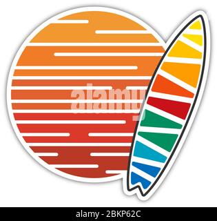 Surf Company Label Logo in modernen sauberen und hellen Design. Surf and Sun T-Shirt Print. vector eps 10 Stock Vektor