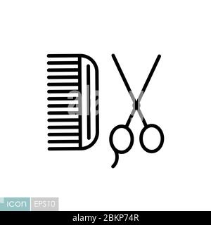 Symbol für Tierpflege, Haarbürste und Schere Stock Vektor