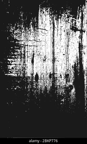 Holzhintergrund Textur in schwarz und weiß Farben. Zerkratzter, vernarbter Hintergrund mit leerem Raum. Raue Überlagerung Grunge Distress Wirkung von altem Holz pl Stock Vektor
