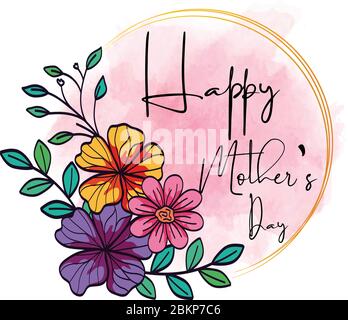 Happy Mothers Tag Blumen Vektor-Logo Stock Vektor