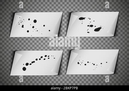 Vektor realistische Papierbogen mit gefalteten Ecke. Papierbogen A4 mit Schatten auf transparentem Hintergrund. Stock Vektor