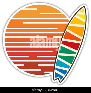 Surf Company Label Logo in modernen sauberen und hellen Design. Surf and Sun T-Shirt Print. vector eps 10 Stock Vektor