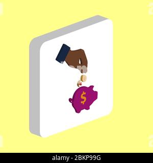 Investing, Sparschwein einfaches Vektor-Symbol. Illustration Symbol Design Vorlage für Web mobile UI Element. Perfekte Farbe isometrisches Piktogramm auf 3d weiß Stock Vektor