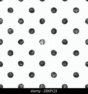 Vektor geometrisch strukturiert unregelmäßigen schwarzen Punktmuster mit Grunge skizzenhaft Punkt auf weißem Hintergrund. Einfache Doodle Hintergrund. Oberflächenmuster. Stock Vektor