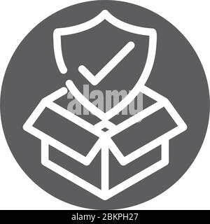 Lieferung Fracht Service logistische Karton-Box Schutz Häkchen Vektor Illustration Block Stil Symbol Stock Vektor