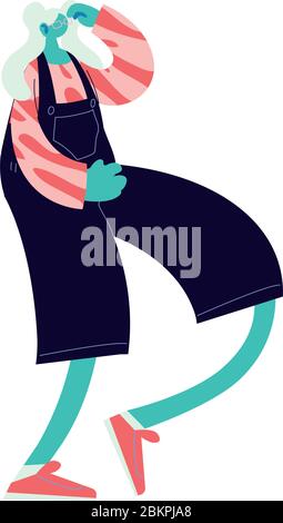 Frau zu Fuß und Tanz mit Stil Vektor Illustration Design Stock Vektor