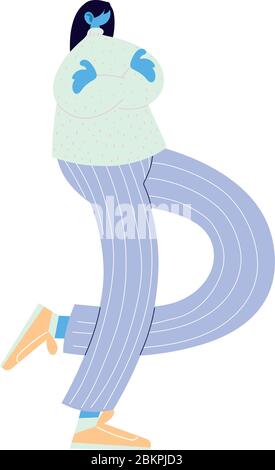 Frau zu Fuß und Tanz mit Stil Vektor Illustration Design Stock Vektor