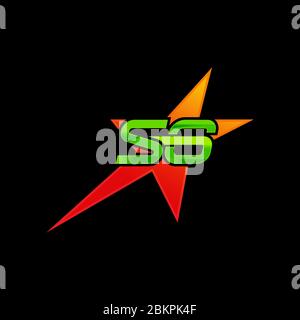 s6 Brief Original Monogramm Logo, Design isoliert auf Sternform. Stock Vektor