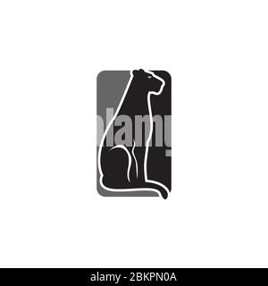 Silhouette von Jaguar Leopard Puma Lion Panther Geparden Tiger Logo Design Stock Vektor