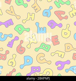 Buchstaben lernen bunt nahtlose Wiederholung Textur Muster, Vektor-Illustration, quadratischen Hintergrund Stock Vektor