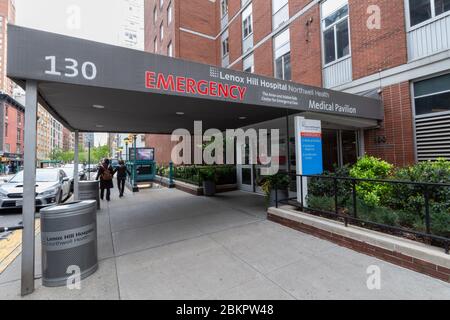 Noteingang zum Lenox Hill Hospital auf der Upper East Side von Manhattan, Teil von Northwell Health, dem größten Gesundheitsdienstleister des Staates Stockfoto