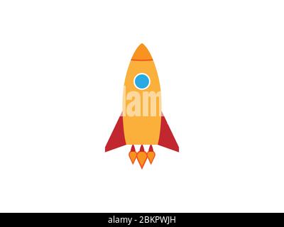 Start-, Rakete-, Start-Symbol. Vektorgrafik, flaches Design. Stock Vektor