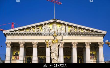 Wien, Österreich - 18. Mai 2019 - das österreichische Parlamentsgebäude in Wien, Österreich. Stockfoto