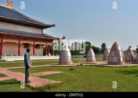 Xuan Xang Denkmal in Nalanda, Bihar. Stockfoto