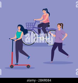 Gruppe von Frauen, die Übung praktizieren Stock Vektor