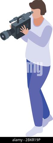 Symbol für Kameramann im Fernsehen, isometrischer Stil Stock Vektor