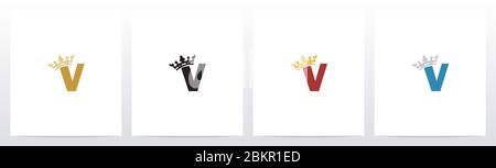 Königliche Krone auf Buchstabe Logo Design V Stock Vektor