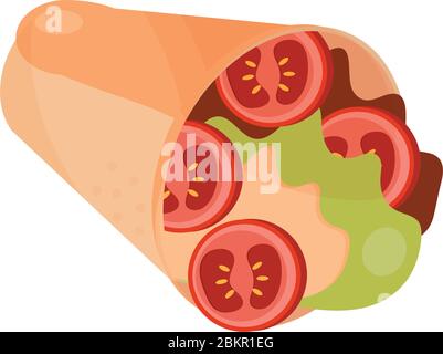 mexikanische Menü burrito Fast Food Vektor Illustration flat Stil Symbol Stock Vektor