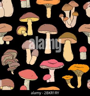 Muster mit handgezeichneten Pilzen Stock Vektor