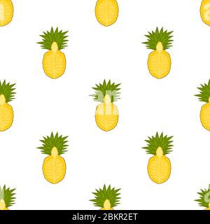 Abbildung zum Thema große farbige nahtlose Ananas, helles Fruchtmuster für die Dichtung. Fruchtmuster aus schöner, nahtloser Ananas. Stock Vektor