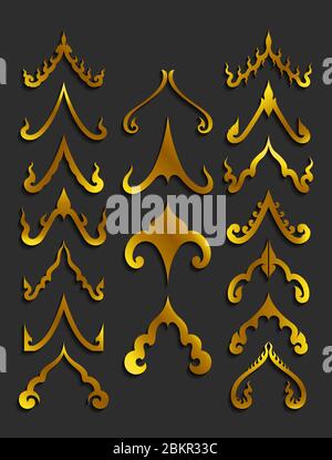 Asiatische Thai Art Design-Elemente in Dreiecksform. Wie ein Tempel oder für Logo-Design. Ein orientalisches, traditionelles Design-Elemente-Konzept. Stock Vektor