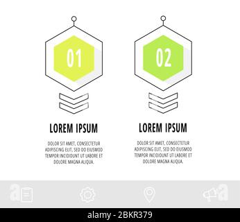 Hexagon Infografik Design Vorlage mit 2 Optionen und Icons. Vector Line Geschäftskonzept. Kann für Web, Banner, Workflow-Layout, Präsentation verwendet werden Stock Vektor