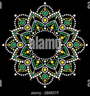 Mandala-Vektor-Punktkunst, Aborigine-Punktgemälde, Retro-Folk-Design, inspiriert von traditioneller Kunst aus Australien Stock Vektor