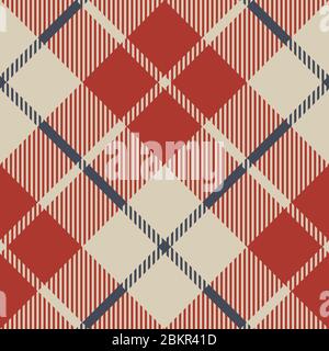 Rote Blaue Tartan Stoff Textur Musterdesign. Vektor-Illustration. Stock Vektor