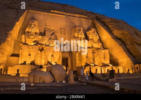 Ägypten, Oberägypten, Nubia, Abu Simbel, als Weltkulturerbe von der UNESCO, der große Tempel als Rameses II Tempel bekannt Stockfoto