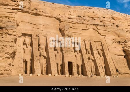 Ägypten, Oberägypten, Nubia, Abu Simbel, als Weltkulturerbe der UNESCO, der kleine Tempel, le Tempel von Hathor Nefertari gewidmet Stockfoto