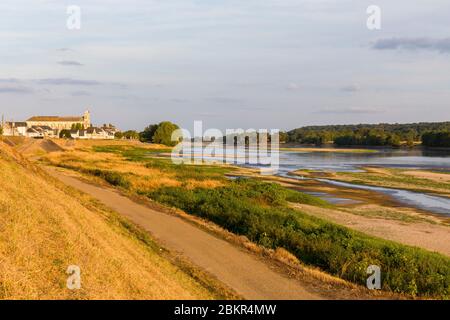 Frankreich, Maine et Loire, Loire-Tal, das von der UNESCO zum Weltkulturerbe erklärt wurde, St Cl'ment des Lev'es, Deich der Loire Stockfoto