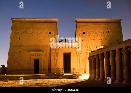 Ägypten, Oberägypten, Niltal, Assuan, Agilkia Insel, der Philae Tempel, der von der UNESCO zum Weltkulturerbe erklärt wurde, der Isis Tempel Stockfoto