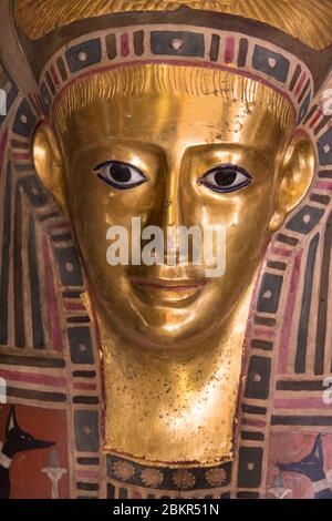 Ägypten, Kairo, Ägyptisches Museum von Kairo, Totenmaske Stockfoto