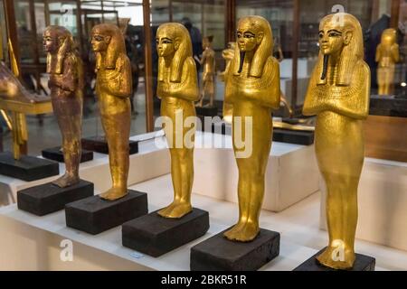 Ägypten, Kairo, Ägyptisches Museum von Kairo, Schatz von Tutanchamun, Statuetten von Atum Stockfoto