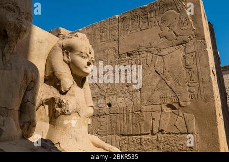 Ägypten, Oberägypten, Niltal, Luxor, Luxor-Tempel, als Weltkulturerbe von UNESCO, Tutanchamun und der Königin aufgeführt Stockfoto