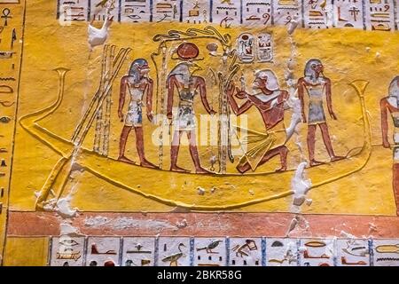 Ägypten, Oberägypten, Niltal, Umgebung von Luxor, Thebes Nekropole als Weltkulturerbe von der UNESCO, Tal der Könige, das KV2 Grab von König Ramses IV Stockfoto