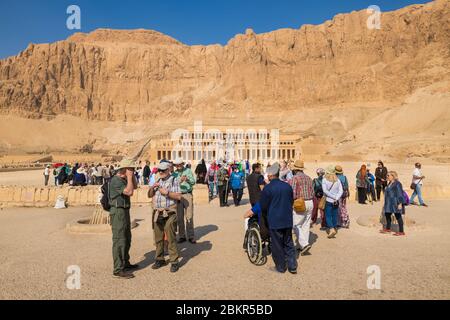 Ägypten, Oberägypten, Niltal, Umgebung von Luxor, West Theben, Theben Nekropole als Weltkulturerbe der UNESCO, Deir el-Bahari, der Tempel der Hatschepsut Stockfoto