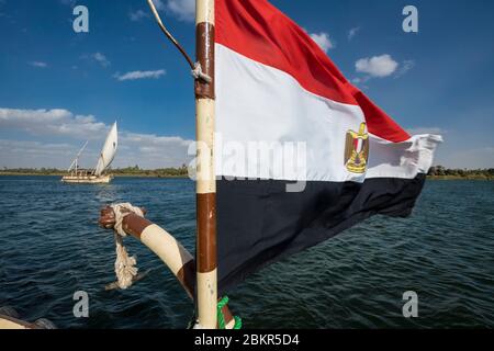 Ägypten, Oberägypten, Niltal, Esna, die Ankh1 dahabieh Segeln auf dem Nil zwischen Luxor und Assuan Stockfoto