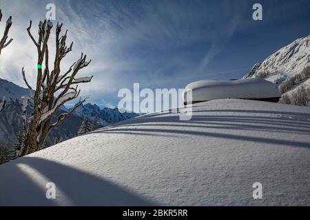 Frankreich, Haute Savoie, Chamonix, Schnee am Trelechamp Stockfoto